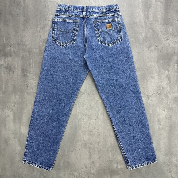 Carhartt B17 DST Relaxed Fit Jeans 33x30 Blue Denim Straight Leg Workwear - Picture 3 of 11